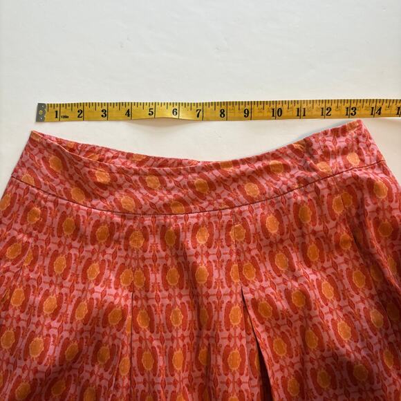 Talbots Pleated A-Line Skirt Womens Size 2P Orange Pink Geometric Flare 2 Petite - Picture 7 of 8